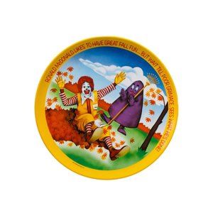 McDonald’s Vintage 1977 Fall Ronald and Grimace 10” Plastic Serving Plate